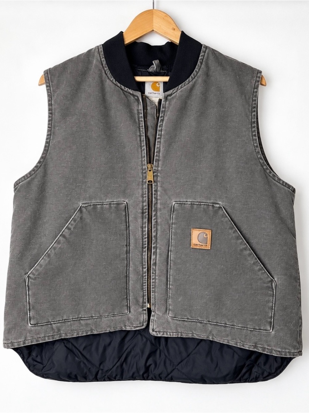 Vintage Carhartt Men’s XL Gray Distressed Insulated Work Vest
